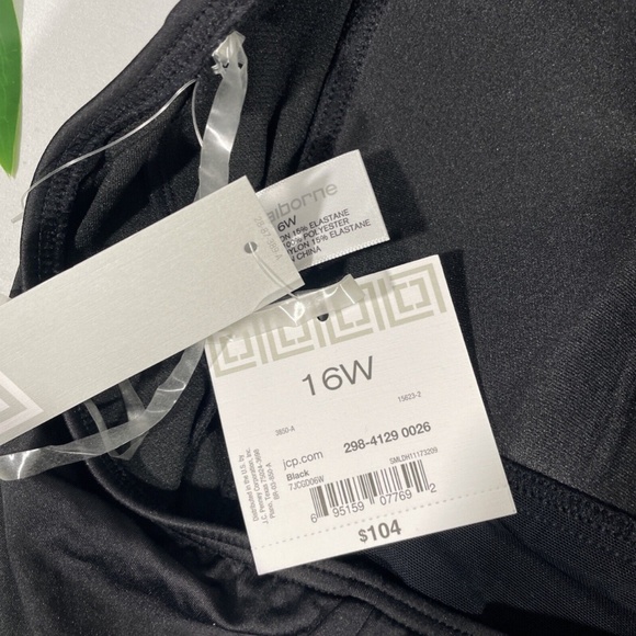 NWT Liz Claiborne [ 16W ] Sweetheart‎ Halter One Piece Swimsuit Black - Picture 9 of 12